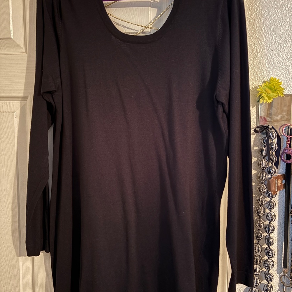 Ashley Stewart Elegant Black Long Sleeve Top